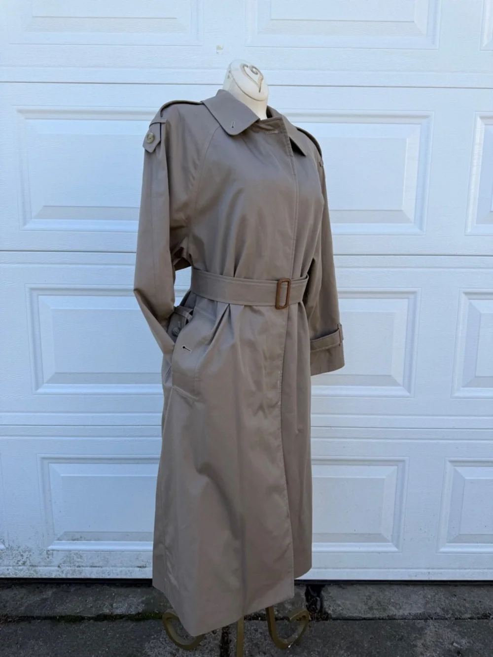 Vintage Burberrys Trench Coat Womens 10 Petite Beige Nova Check Lined Belted - Picture 3 of 14